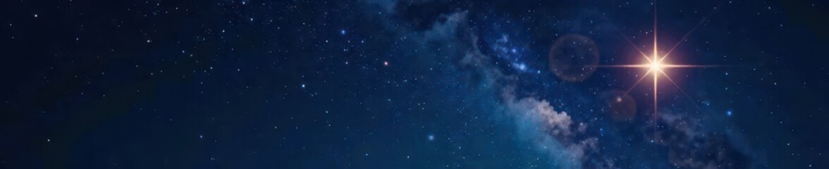 Fototapeta premium Twinkling black star shining bright in the night sky, glittering, night