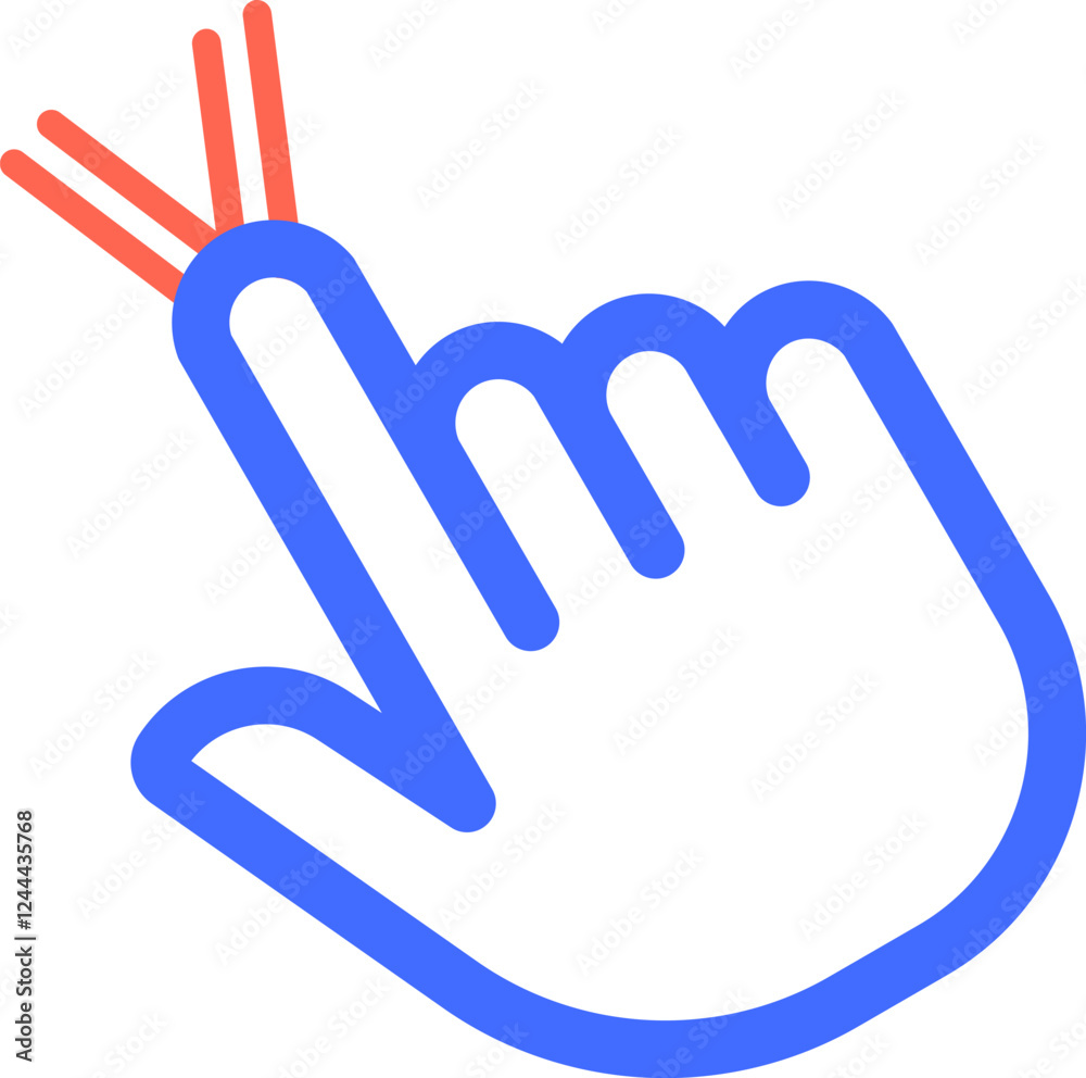 Poster blue hand using an index finger for clicking or selecting, representing a touching action in digital