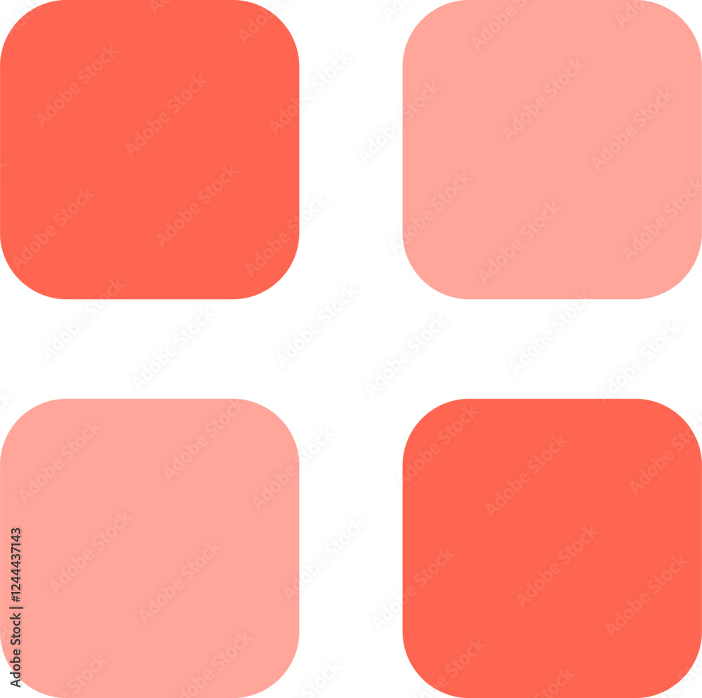 Poster simple graphic design featuring four rounded squares arranged in a grid pattern, alternating between