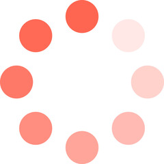 Eight dots arranged in a circular formation transitioning smoothly from orange to pink, visually representing loading or progress in a dynamic and modern style