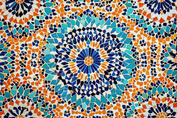 Detailed Moroccan zellige tile mosaic with radial symmetry