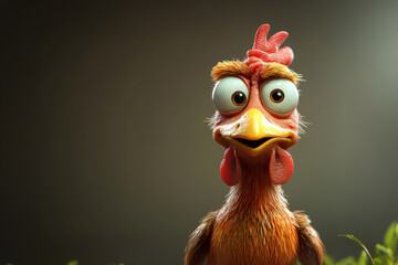 Playful Chicken Cartoon Character Chilling