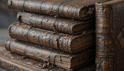 Fototapeta premium Vintage Leather Books for Blogs, Websites, and Historical Design Projects