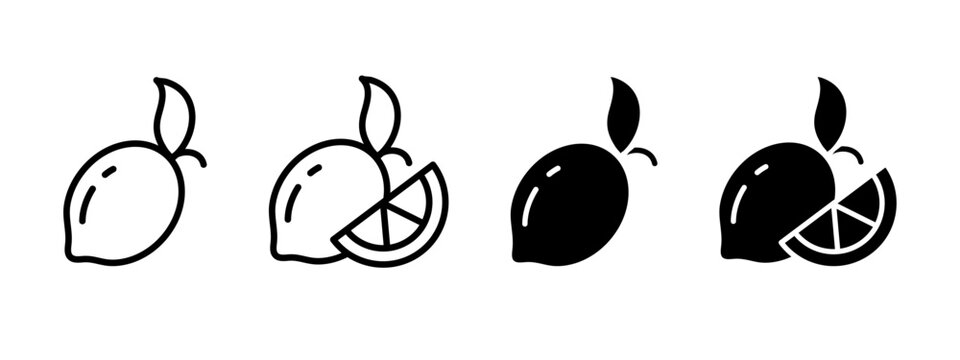 Lemon icon. Lime symbol. Citrus fruit vector illustration. Slice of lemon silhouette. Vitamin C sign. Fresh lemonade pictogram. Organic and natural healthy food concept isolated.