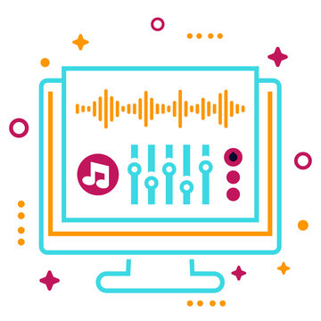 computer screen music equalizer icon clip art preview