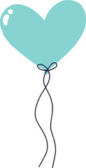 Minimalist vector illustration featuring a light blue heart shaped balloon gracefully floating with a delicate string, symbolizing love, celebration, and romance in a cheerful and elegant way