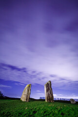 Northern Lights Arora Borealis over Avebury Stone Circle, Wiltshire, UK