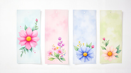 Vibrant bookmarks with large floral designs on pastel colors, ideal for book enthusiasts and gifts