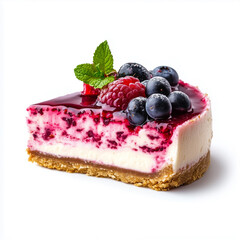 Berry cheesecake isolated on white background