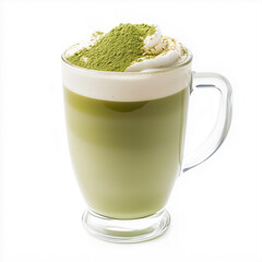 Matcha latte isolated on white background