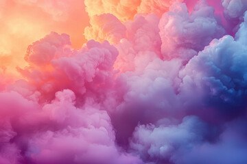 Fototapeta premium Soft pastel-hued clouds illuminated by golden sunset light
