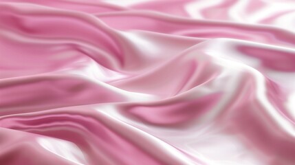 Obraz premium A close-up of soft, flowing pink satin fabric, showcasing its smooth surface and delicate folds, perfect for fashion or interior design.