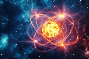 Obraz premium Abstract Energy Burst from Nuclear Reaction Core