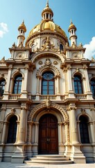 Obraz premium Grand architectural facade, intricate details, classical, daylight