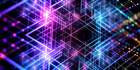 Obraz premium Abstract wallpaper featuring neon geometric lines in vibrant colors creating a dynamic visual experience