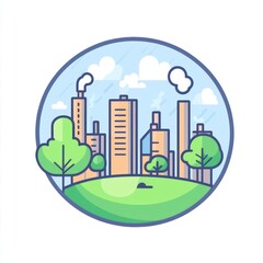 Obraz premium Air Quality rounded flat color icon Use for modern concept, print, UI, UX kit, web, and app development Vector EPS 10, related to business, green industry, eco-friendly, and economy