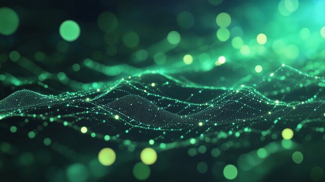 Technology computer cyberspace internet digital data network programming communication coding concept - Abstract green digital binary code matrix texture background