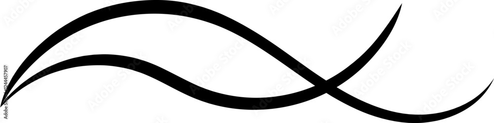 Poster two simple curved black lines are crossing and creating a dynamic and elegant abstract design on a w