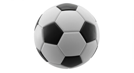 Obraz premium A black and white soccer ball with textured pentagons and hexagons isolated on a white background