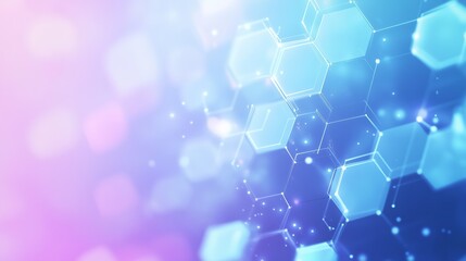 Widescreen hexagonal background with white hexagons, abstract futuristic geometric backdrop or wallpaper with copy space for text