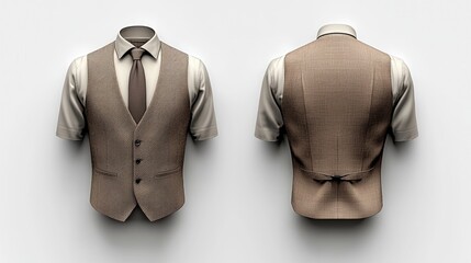 Stylish men's vest with short sleeves displayed from front and back against a plain backdrop