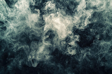 Abstract white smoke rising against a deep black background