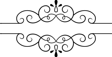 Elegant vintage decorative swirls and flourishes create a sophisticated horizontal frame, perfect for adding a touch of classic charm to invitations, announcements, or any design project