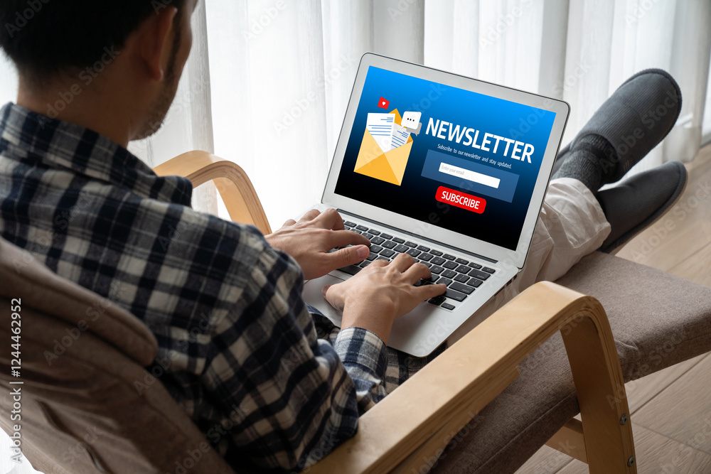 Wall mural newsletter signup page on computer for customer to subscribe snugly newsletter update information to