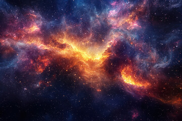 Fototapeta premium Expansive star-forming nebula with glowing clouds of gas and dust