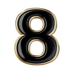 Gold number eight with black background