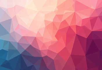 Obraz premium Abstract background image featuring a blend of pink, red, and blue tones arranged in a geometric polygonal pattern. The colors transition smoothly, creating a visually appealing gradient effect.