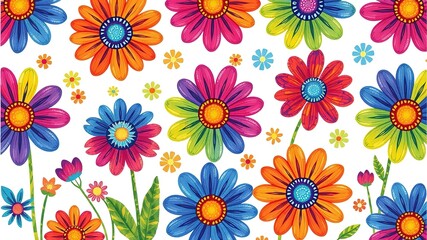 Naklejka premium Rainbow Blooms: A Whimsical Journey