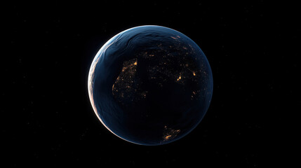 Obraz premium Planet Earth Seen from Space, with the Lights of Cities and Urban Areas Glowing Brightly, Creating a Stunning Contrast Against the Blackness of Space