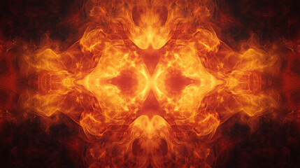 Obraz premium A striking explosion of red and yellow fire and smoke, radiating outward with an open center--ideal for a blazing or hellish abstract background