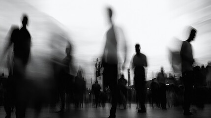 Blurred Photograph of People, Black and White