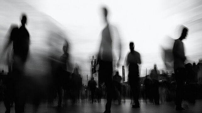 Fototapeta Blurred Photograph of People, Black and White