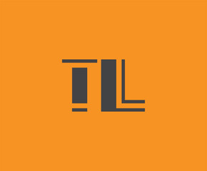 Bold black lettering 'TL' with geometric elements on a vivid orange background, ideal for branding, design, or modern creative projects.