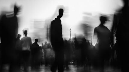 Blurred Photograph of People, Black and White