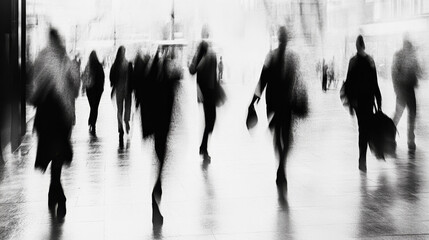 Blurred Photograph of People, Black and White