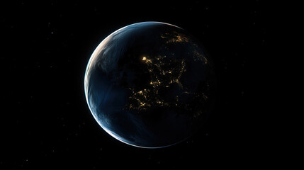 Obraz premium Planet Earth Seen from Space, with the Lights of Cities and Urban Areas Glowing Brightly, Creating a Stunning Contrast Against the Blackness of Space
