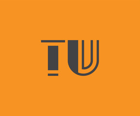 Bold black lettering 'TU' with geometric elements on a vivid orange background, ideal for branding, design, or modern creative projects.