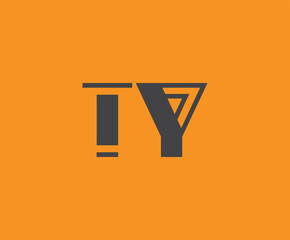 Bold black lettering 'TY' with geometric elements on a vivid orange background, ideal for branding, design, or modern creative projects.