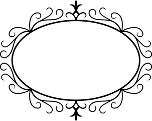 Oval frame with elegant floral decoration surrounding it, forming a sophisticated and classic design, ideal for adding a touch of elegance to any project