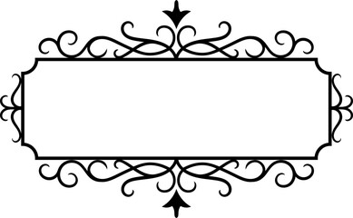 Elegant decorative vintage horizontal rectangular frame with swirls and flourishes is perfect for certificates, diplomas, wedding invitations or other official documents