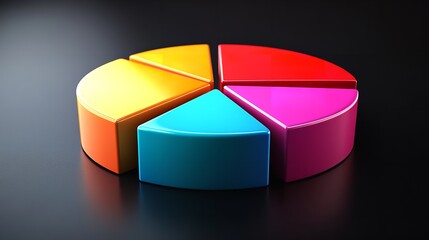 Obraz premium 3D pie chart with solid colors on a black background, in a colorful style