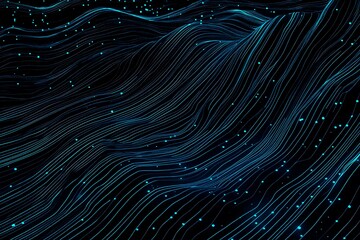 Abstract close-up of a glowing blue digital circuit board, showcasing intricate connections and technological design on a black background.
