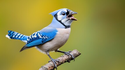 Blue Jay calling in autumn woods