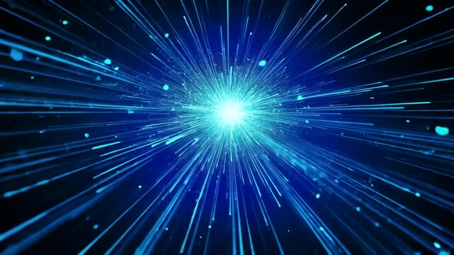 Blue energy burst, dark space, website header