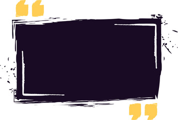 Black grunge quote box with yellow quotation marks framing empty space for custom motivational or inspirational message, ideal for social media posts, blogs, websites, and marketing materials