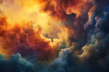 Vivid abstract cloudscape featuring dramatic color gradients